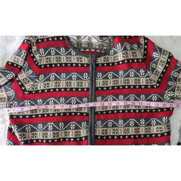 Meg Allen Liz‎ Claiborne Women's Fair Isle Cardigan Knit Christmas Sweater XL - Picture 3 of 7